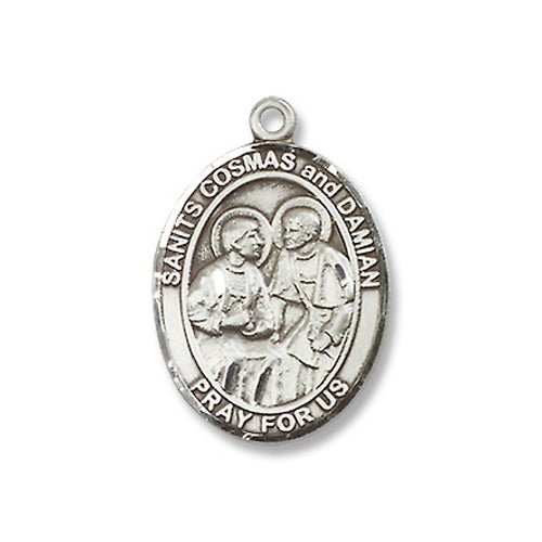 Sterling Silver Sts. Cosmas & Damian Pendant w/ Chain