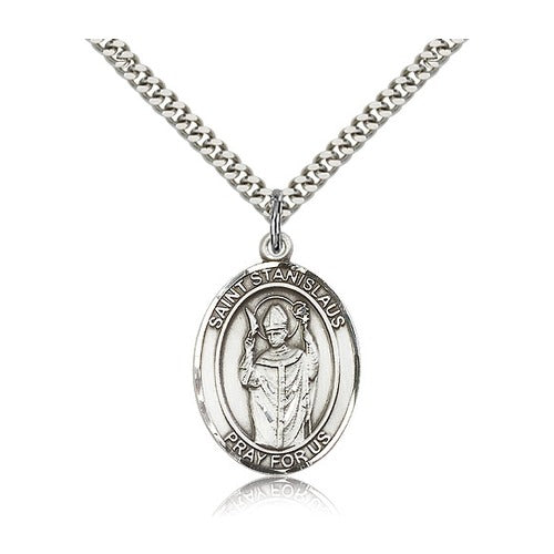 St. Stanislaus Pendant with Chain, Bliss, Sterling Silver