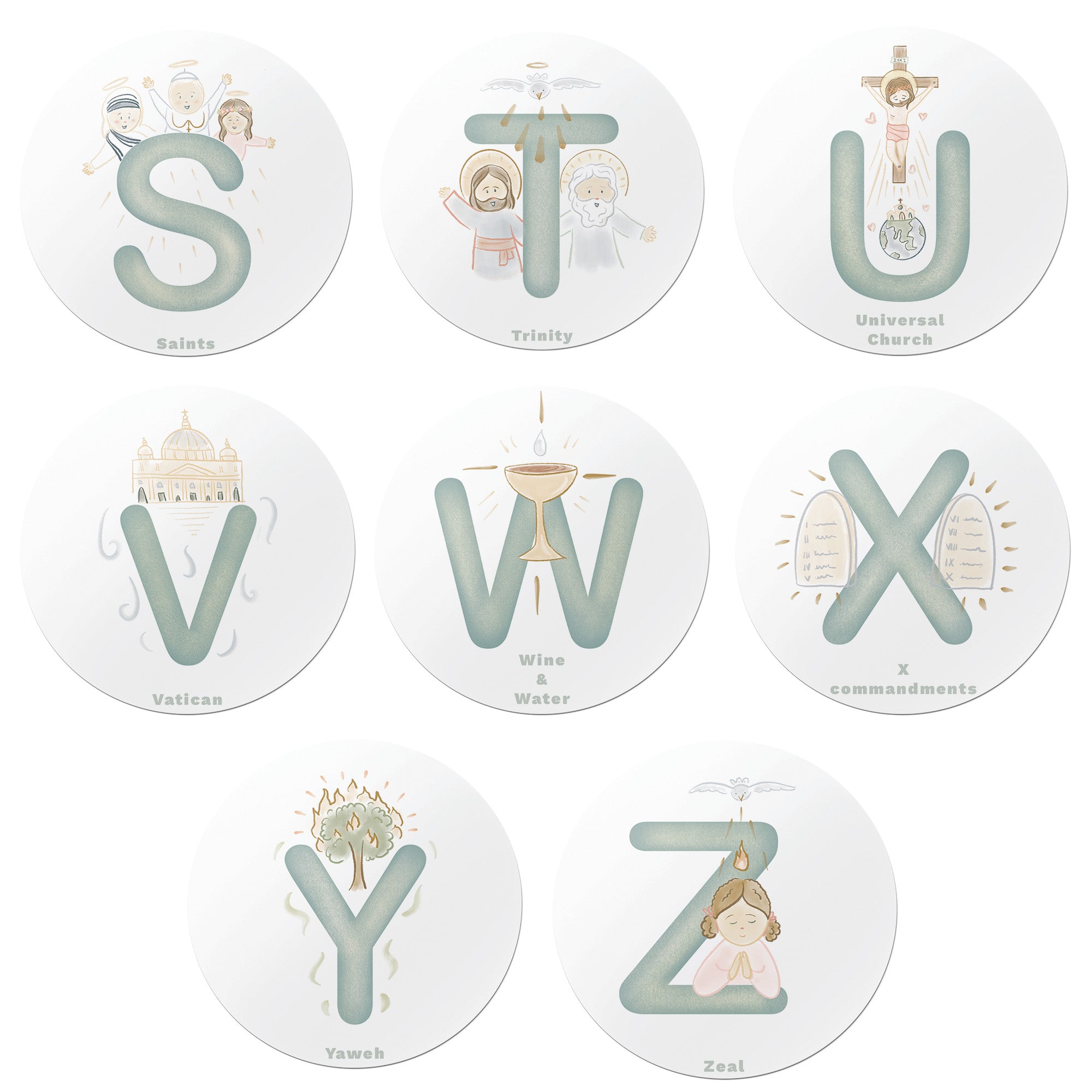 Catholic Alphabet Magnets - Set of 26