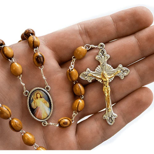 Holy Land Divine Mercy Olive Wood Rosary