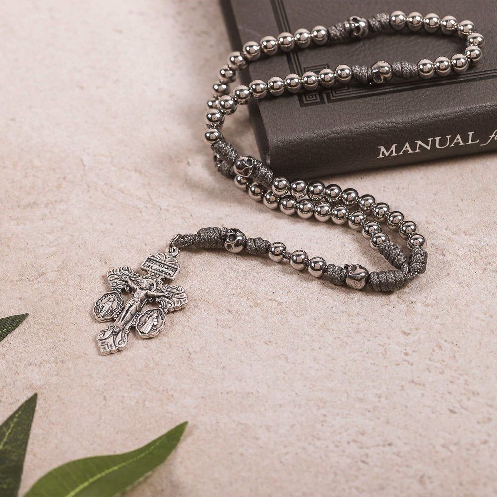 Mini Memento Mori Pardon Crucifix Paracord Rosary | The Catholic