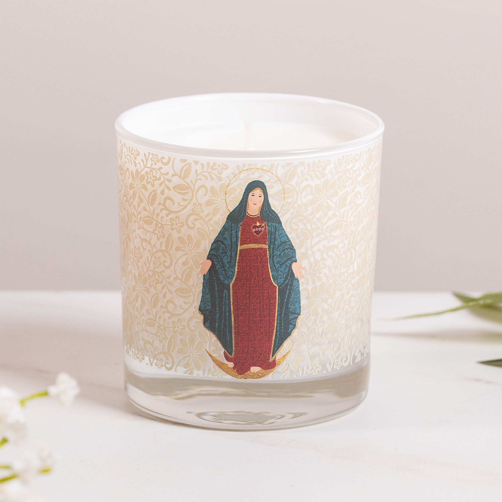 Immaculate Heart of Mary Toile Candle