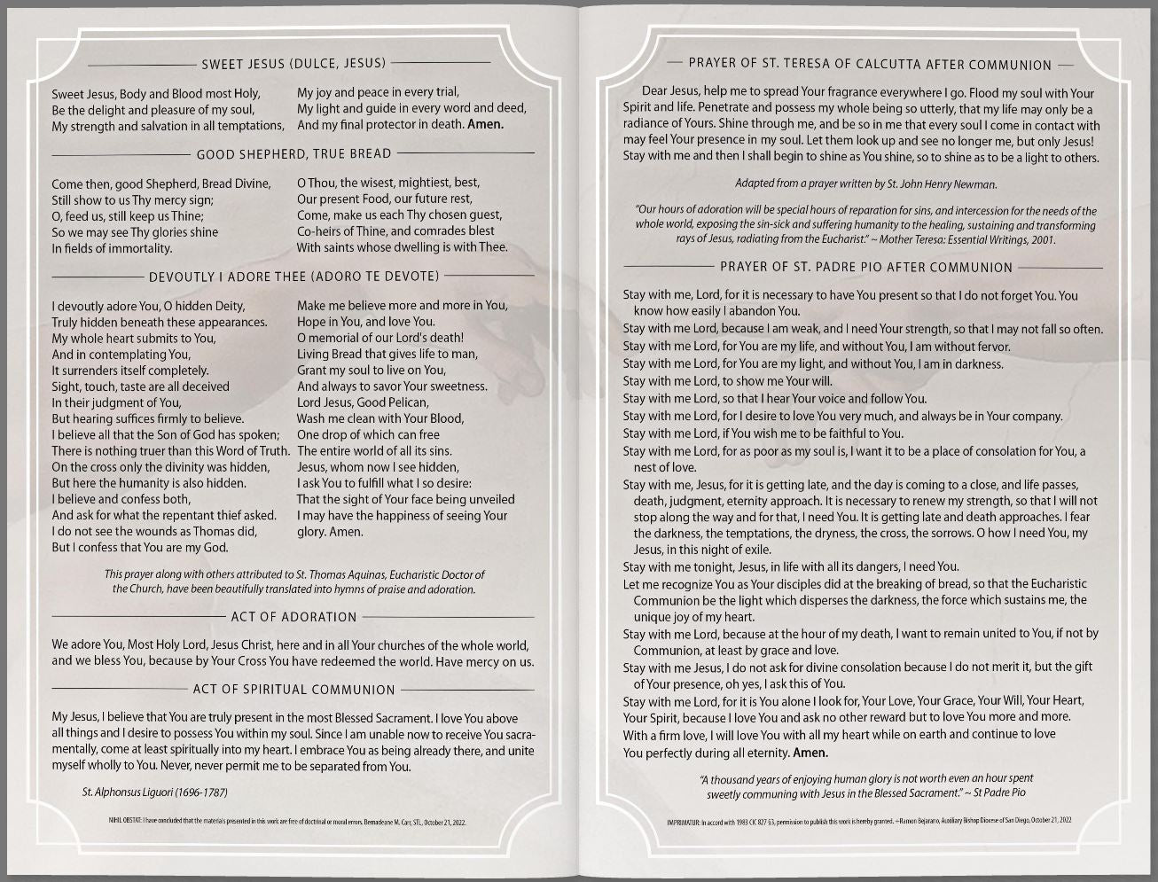 Prayers for Eucharistic Revival Large Folded Prayer Card - Multiple Quantities