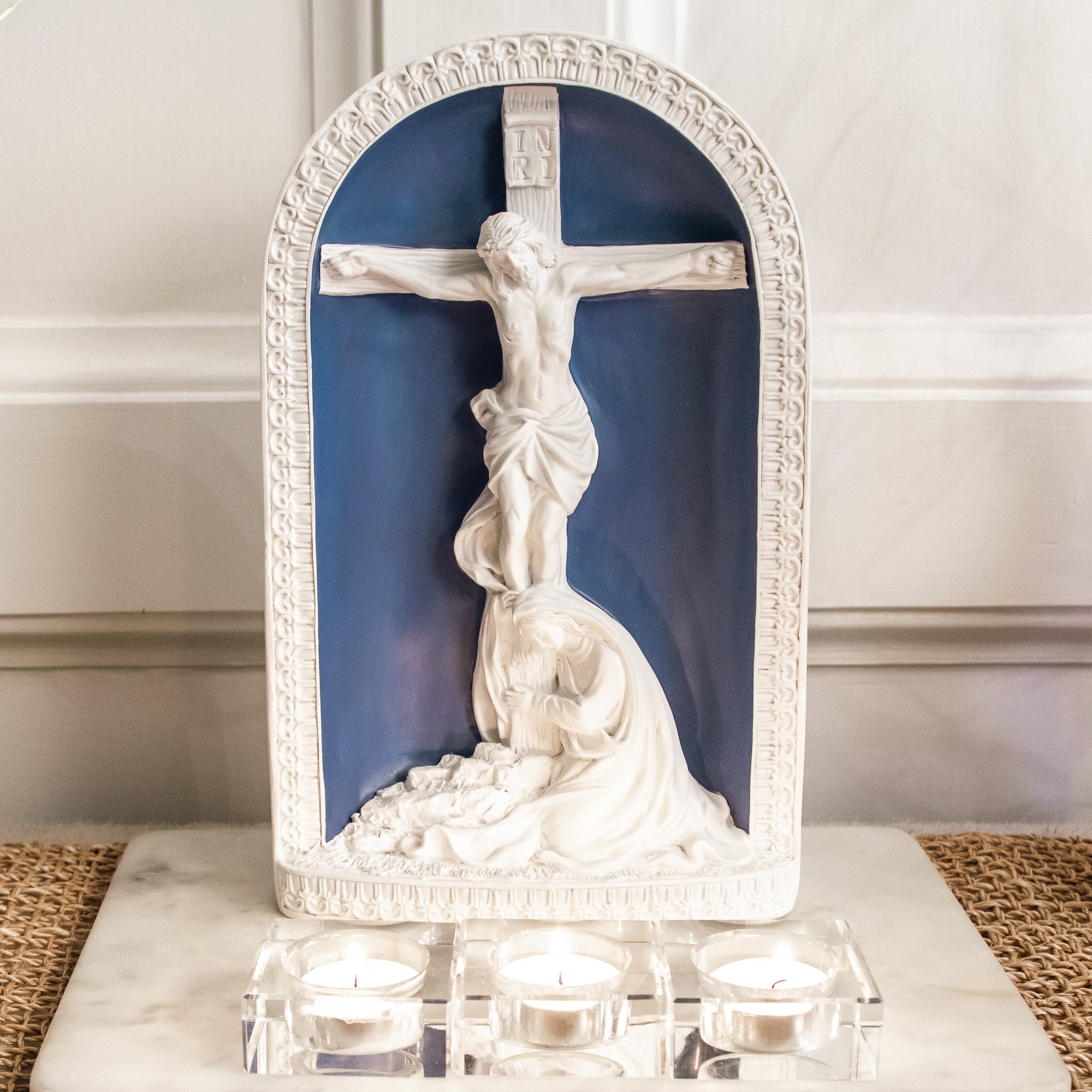 Mary & Jesus at the Crucifixion della Robbia Style Plaque - 12"