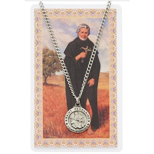 St. Peregrine Patron Saint Prayer Card w/Medal