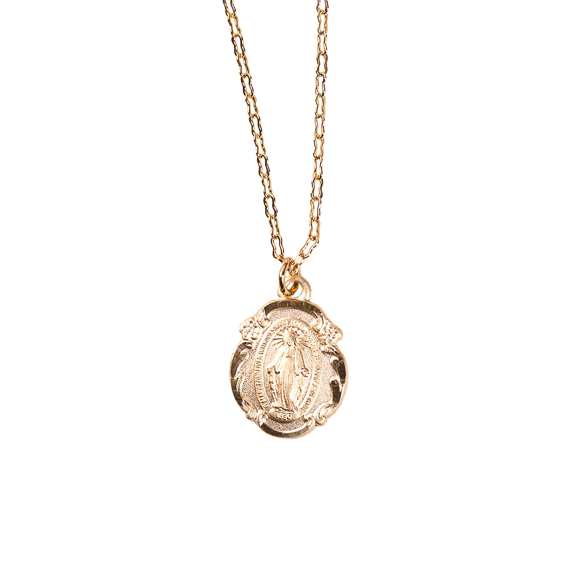 Gold/Sterling Silver Miraculous Medal Pendant on 18 inch chain