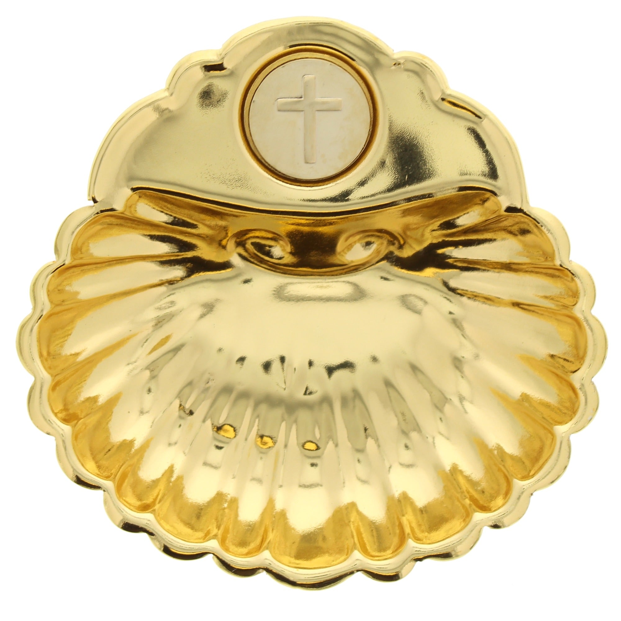 Gold Plated Baptismal Shell with Gold Cross