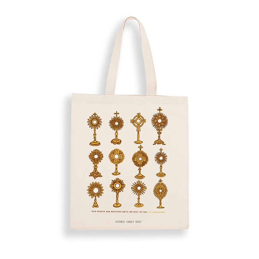 Golden Monstrance Canvas Tote Bag