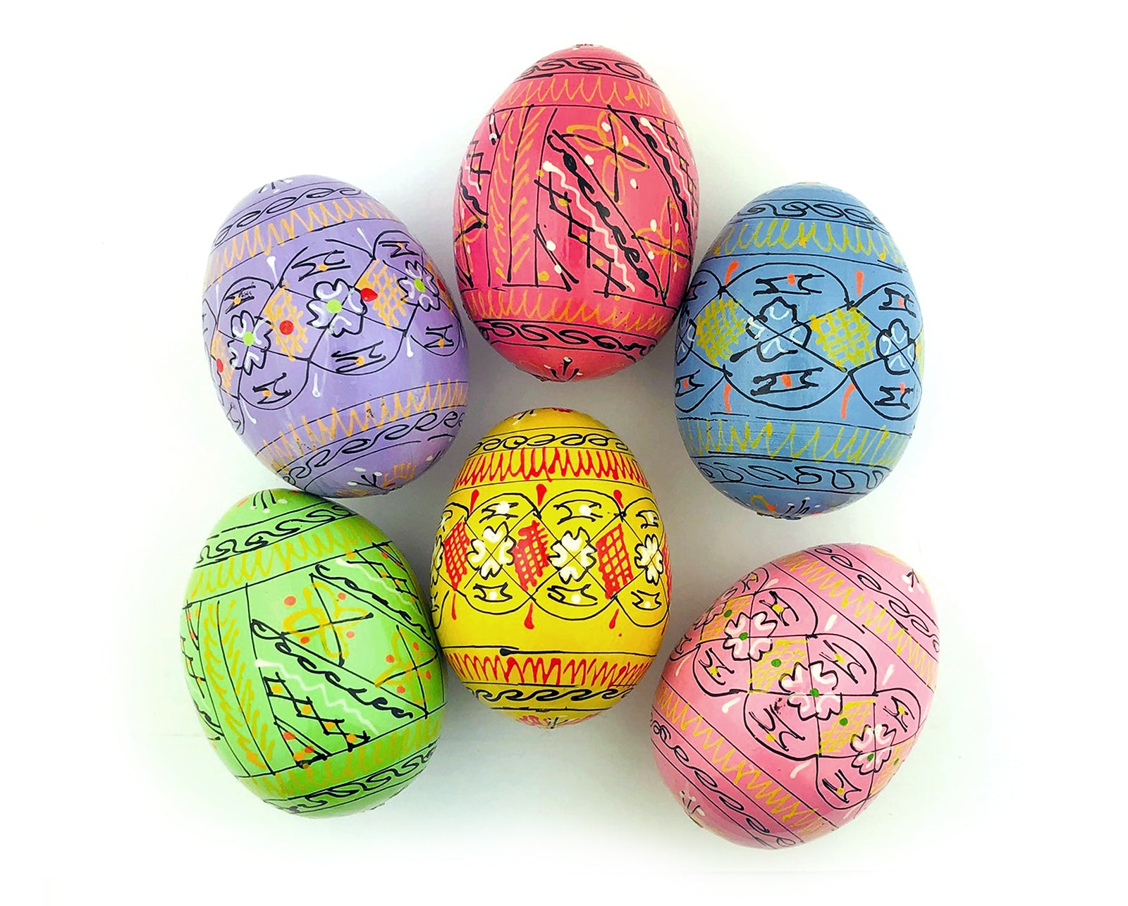 Pastel Ukrainian Easter Eggs (Pysanky) - Set of 6
