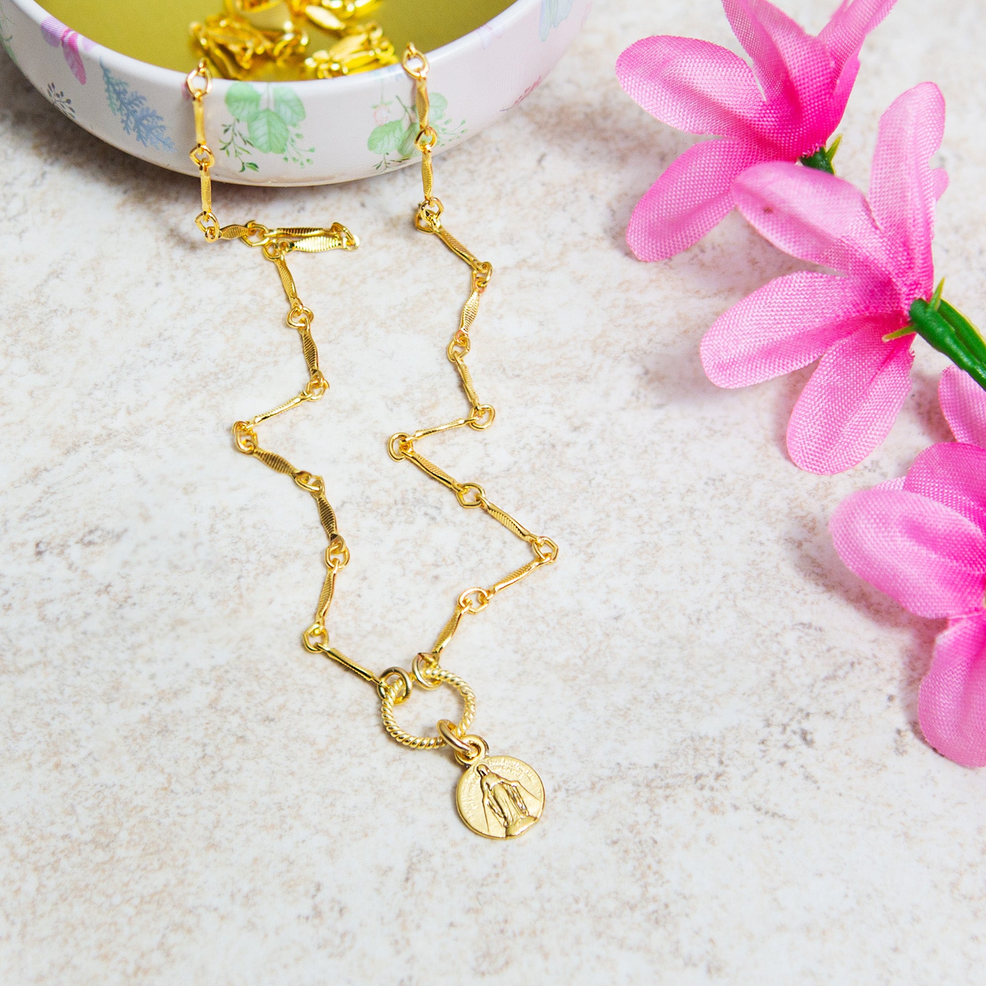 Delicate Vintage Gold Marian Necklace