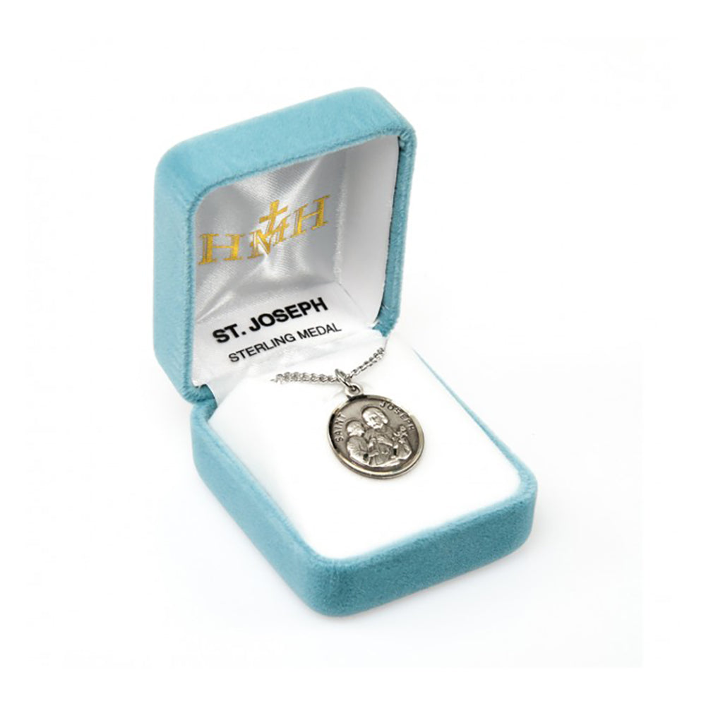 Petite Sterling St. Joseph Medal Necklace
