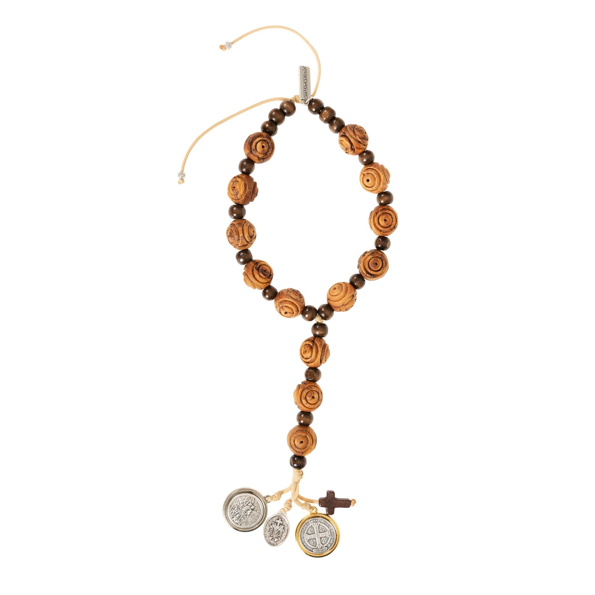 Wood Bead St. Benedict Door Hanger