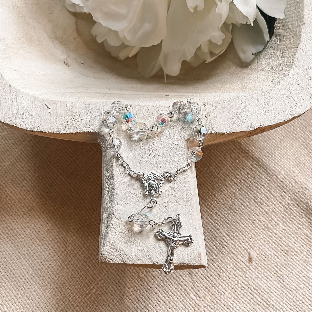 Clear Swarovski Crystal & Sterling Decade Rosary