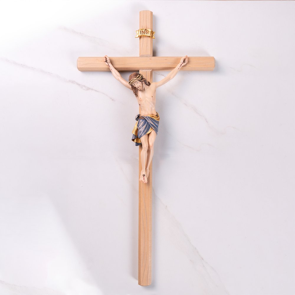 Light Wood Siena Hand Carved Italian Wall Crucifix