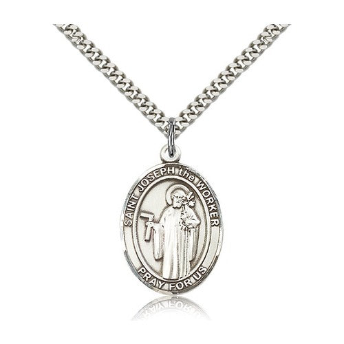 Sterling Silver St. Joseph The Worker Pendant w/ chain