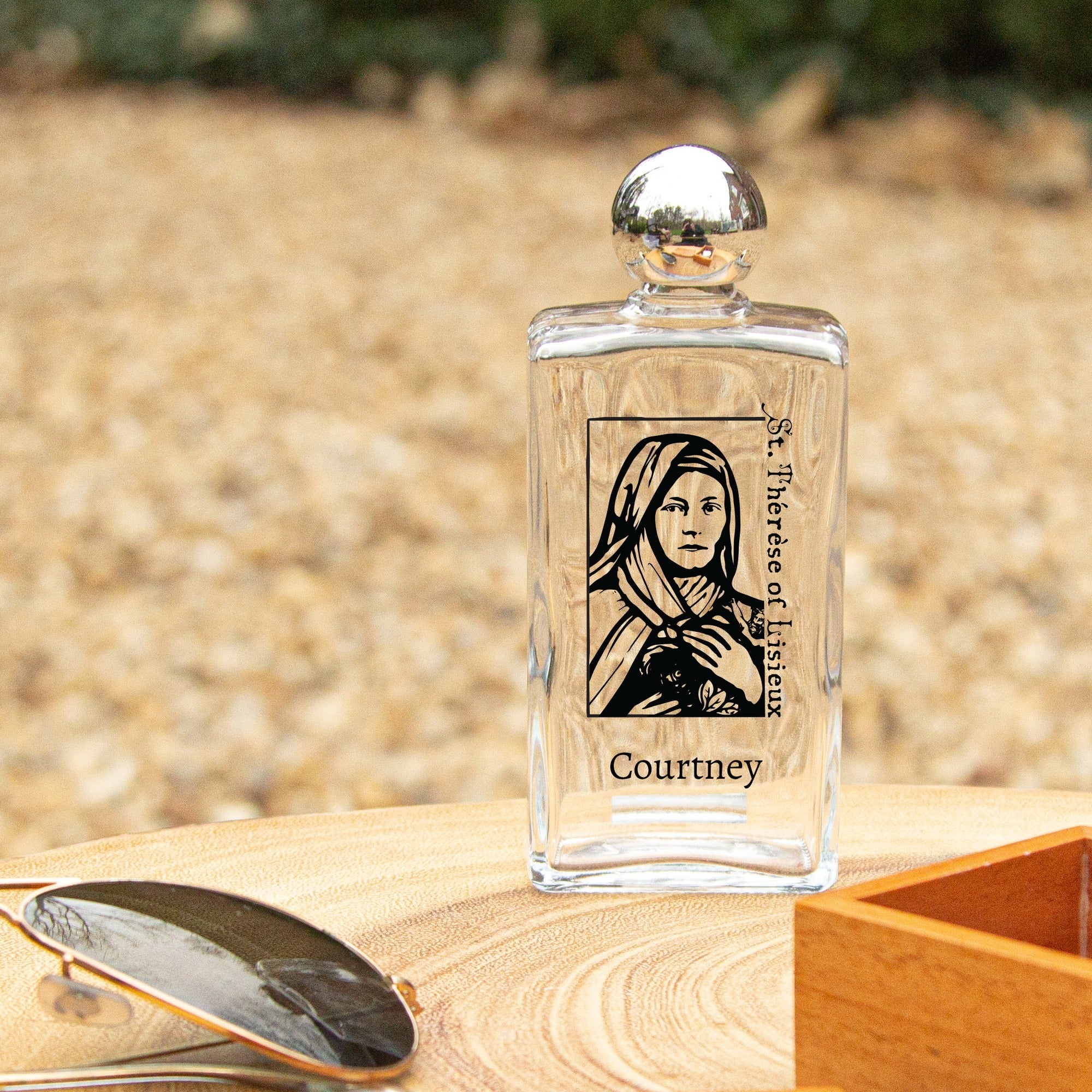 Personalized St. Therese of Lisieux Holy Water Bottle