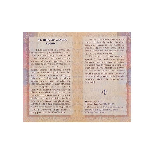 St. Rita - Mini Lives of the Saints Folded Prayer Card