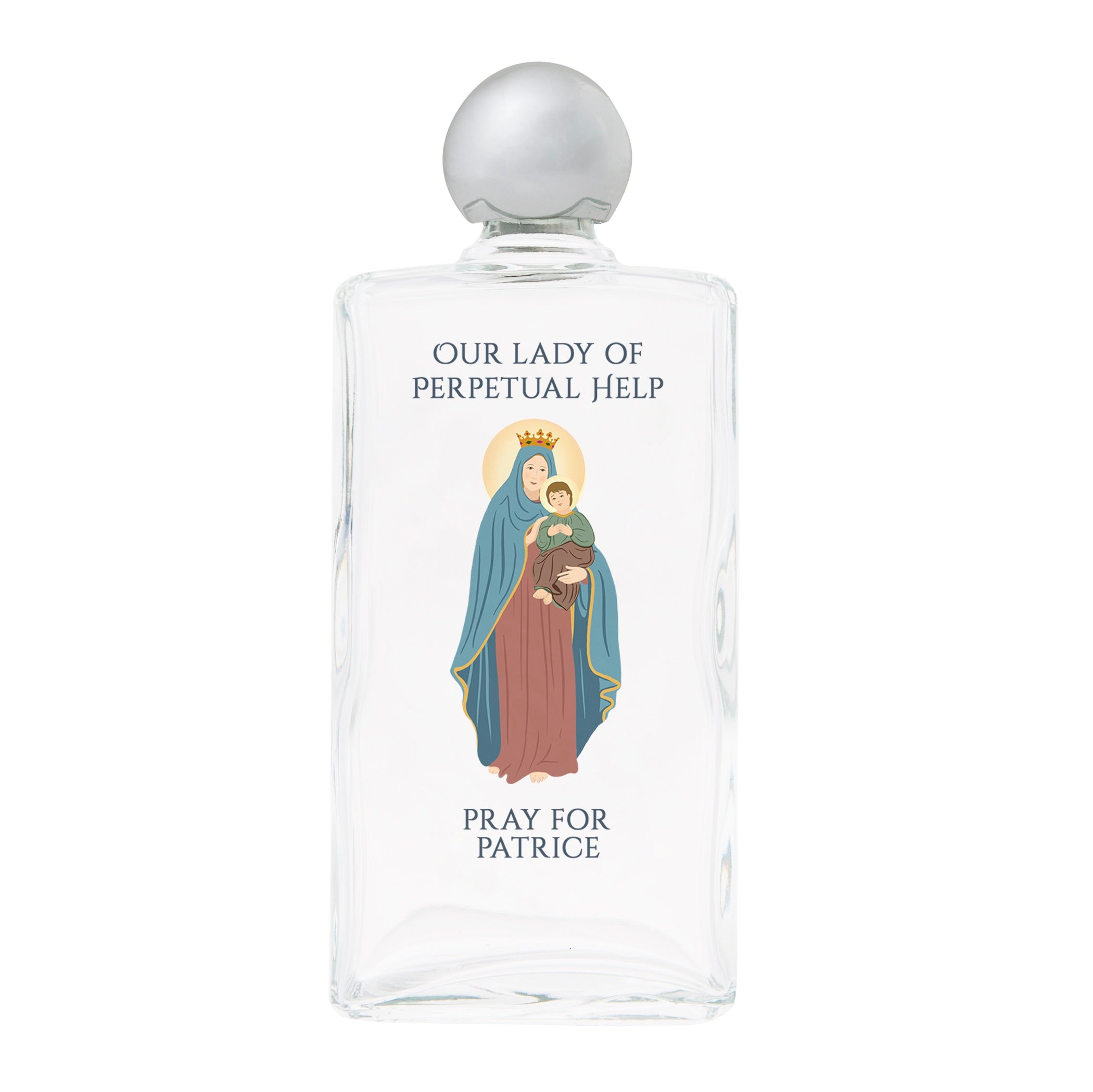 Personalized Our Lady of Perpetual Help Holy Water Bottle