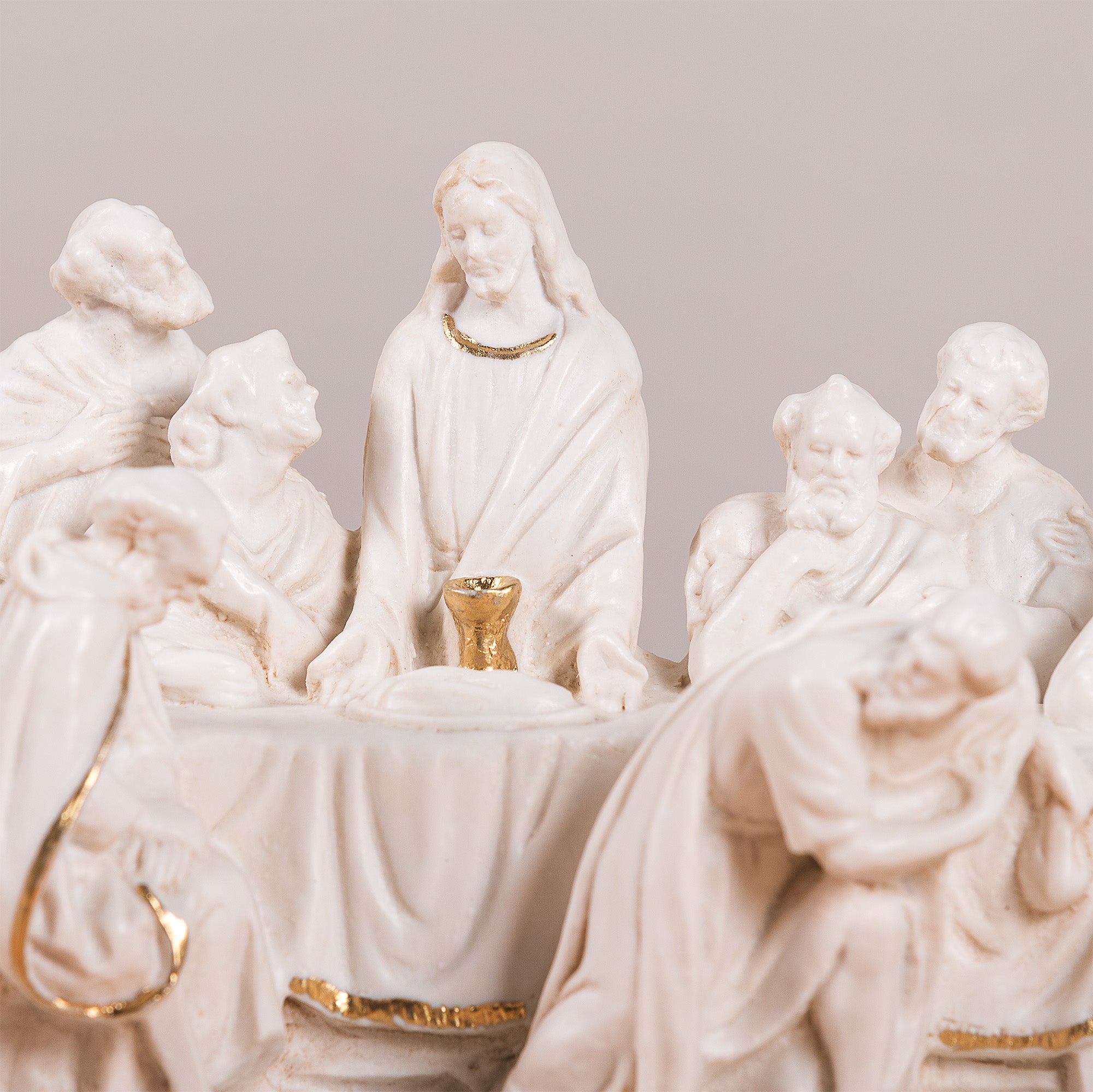 Ivory & Gold Last Supper Sculpture - 10.2"