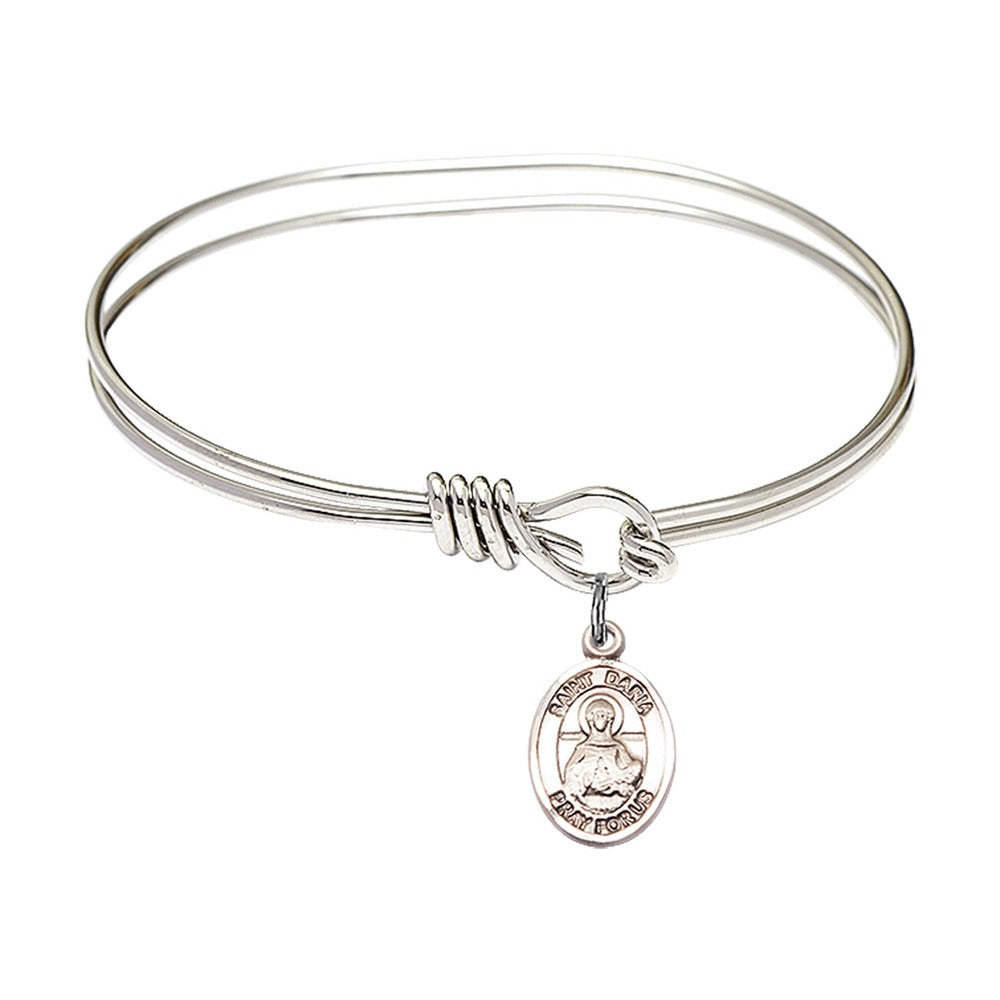 Youth 5 3/4" Rhodium Plated Bangle Bracelet with St. Daria Medal Charm