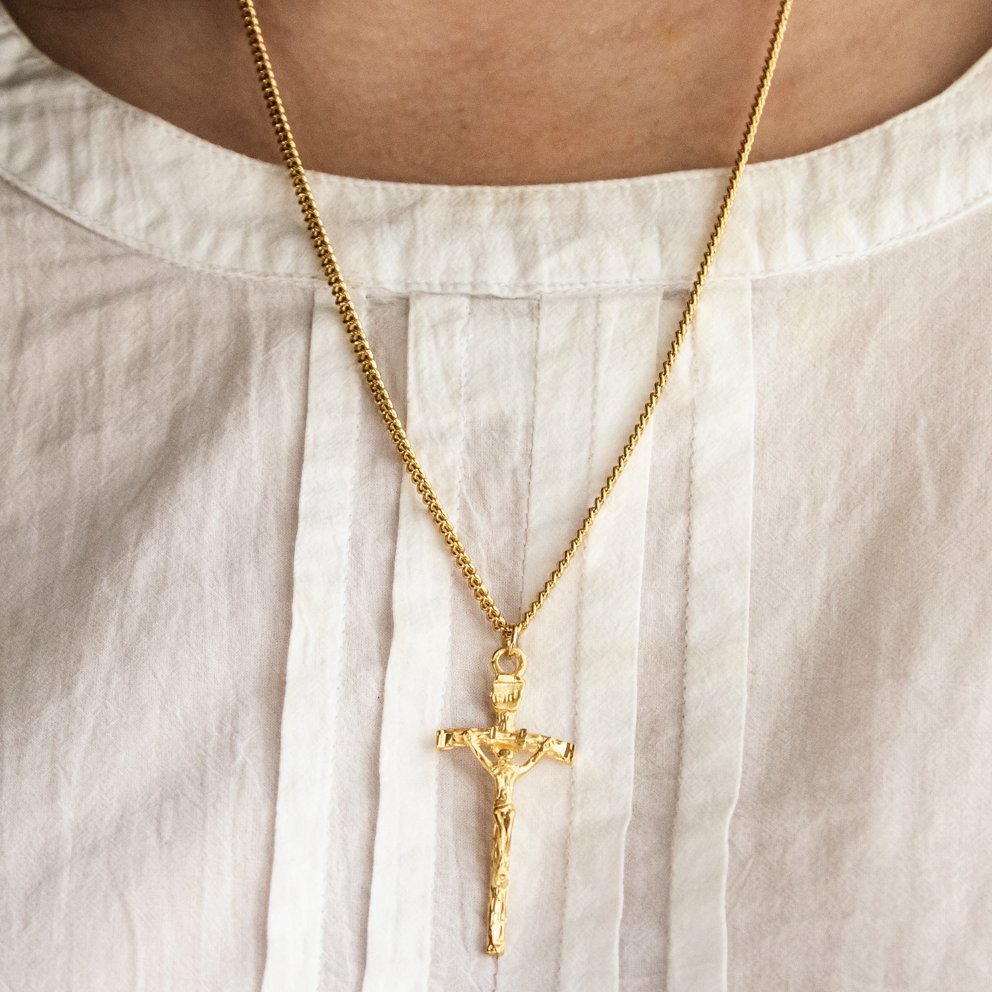 Gold over Sterling Papal Crucifix Pendant