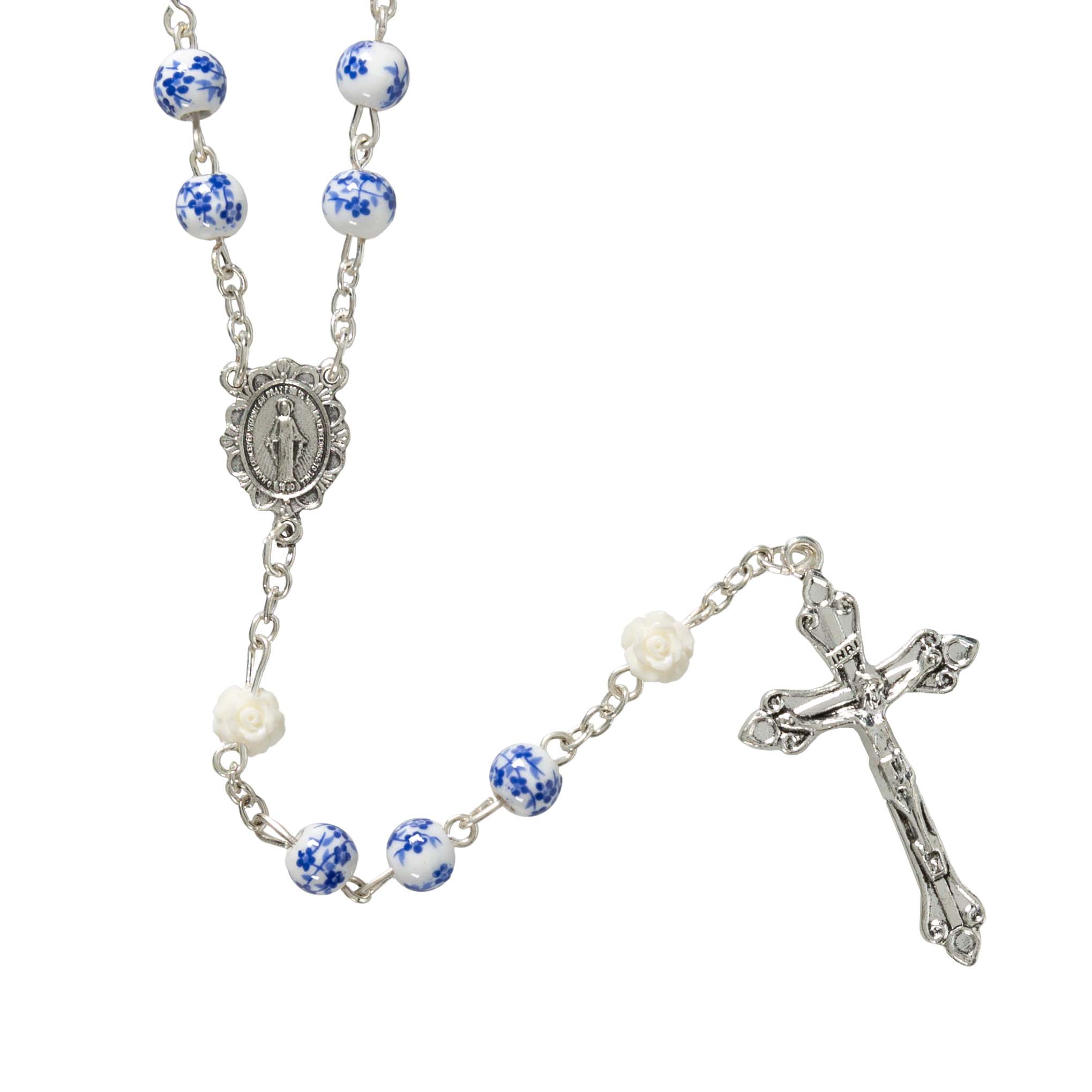 Blue & White Marian Rose Garden Rosary