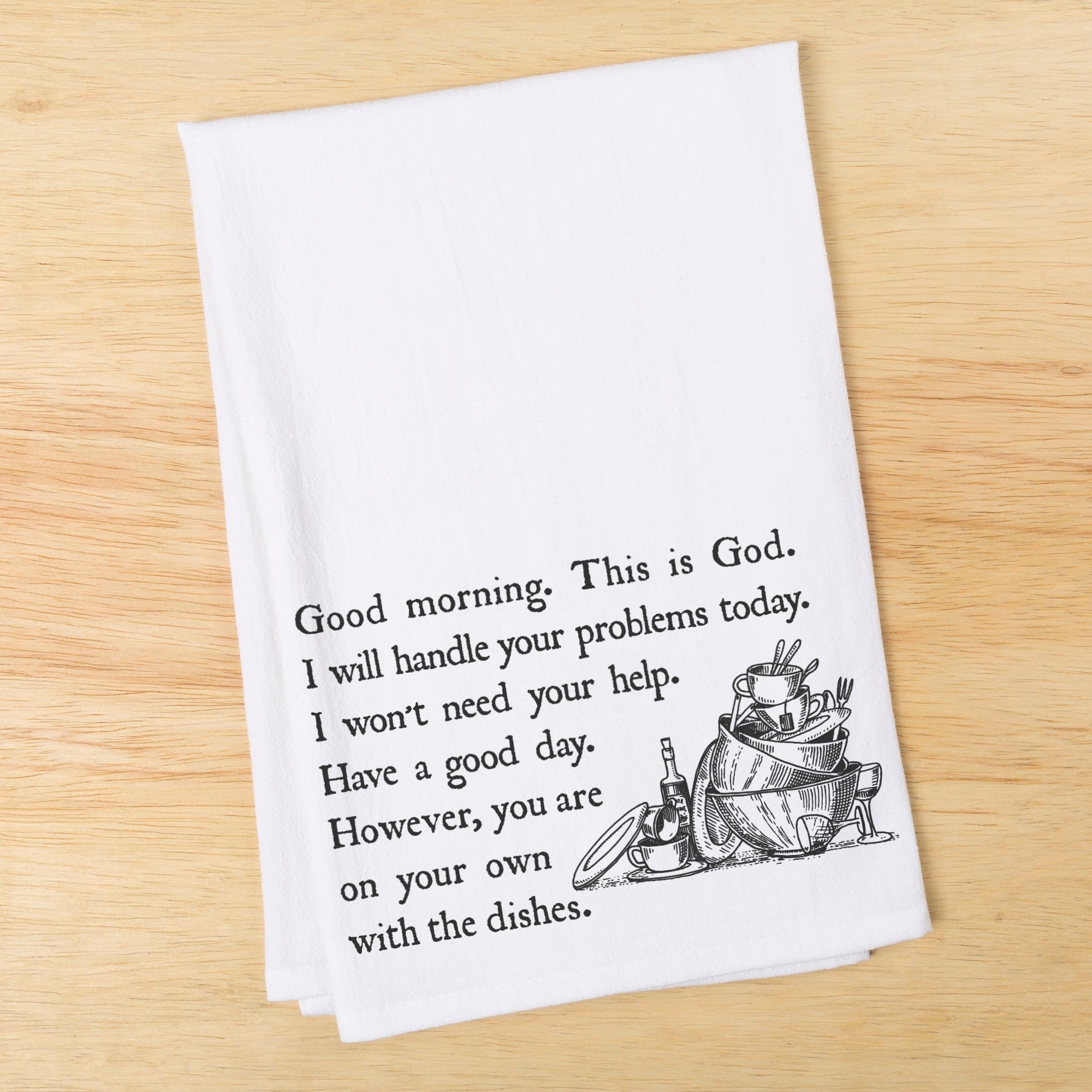 Whimsical Good Morning From God Dish Towel