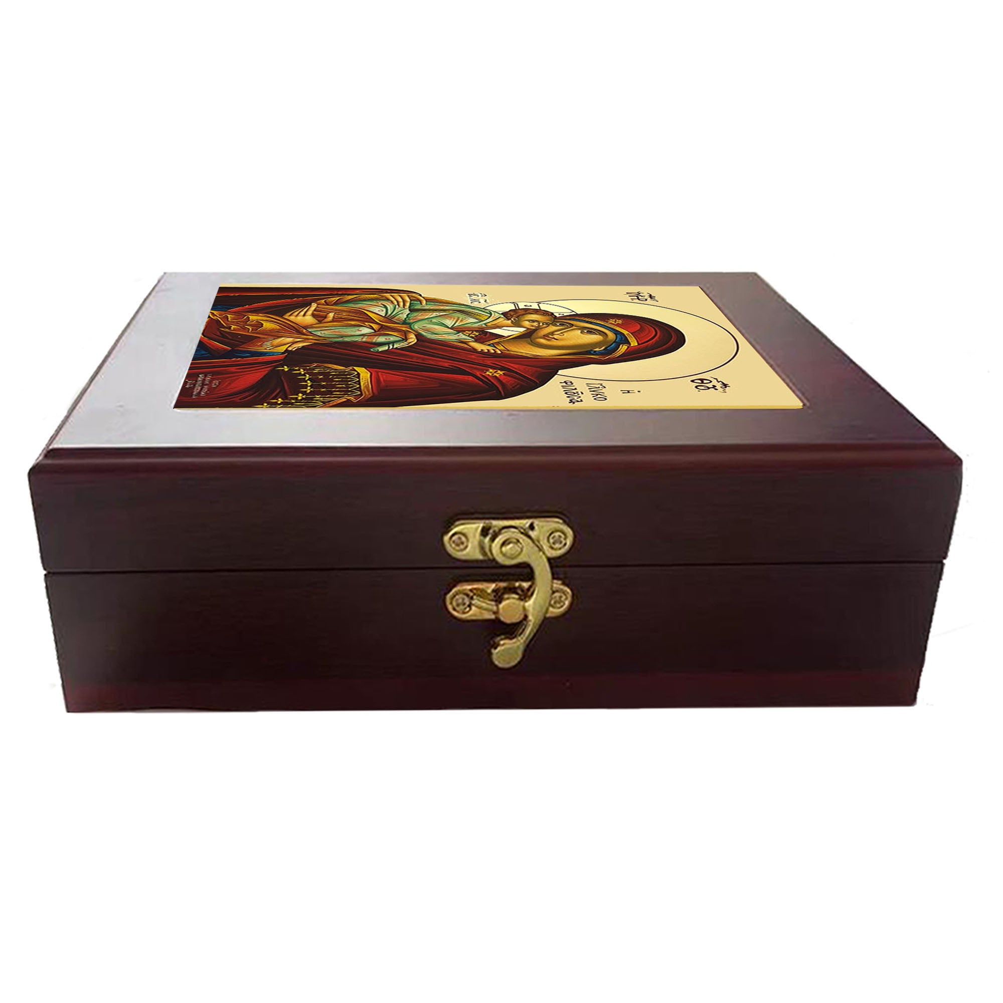 Madonna & Child Savior's Kiss Icon Ornate Rosary Box
