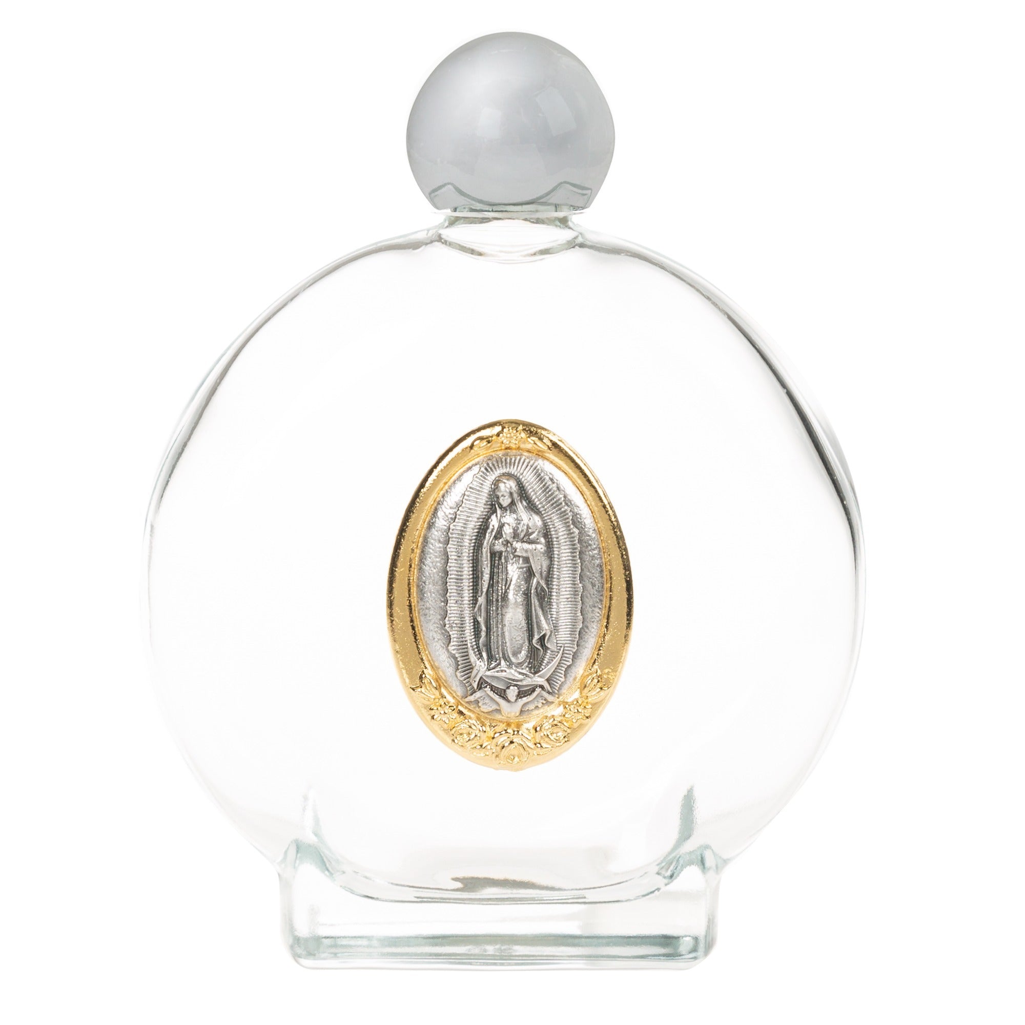 Our Lady of Guadalupe Glass Holy Water Bottle - Large