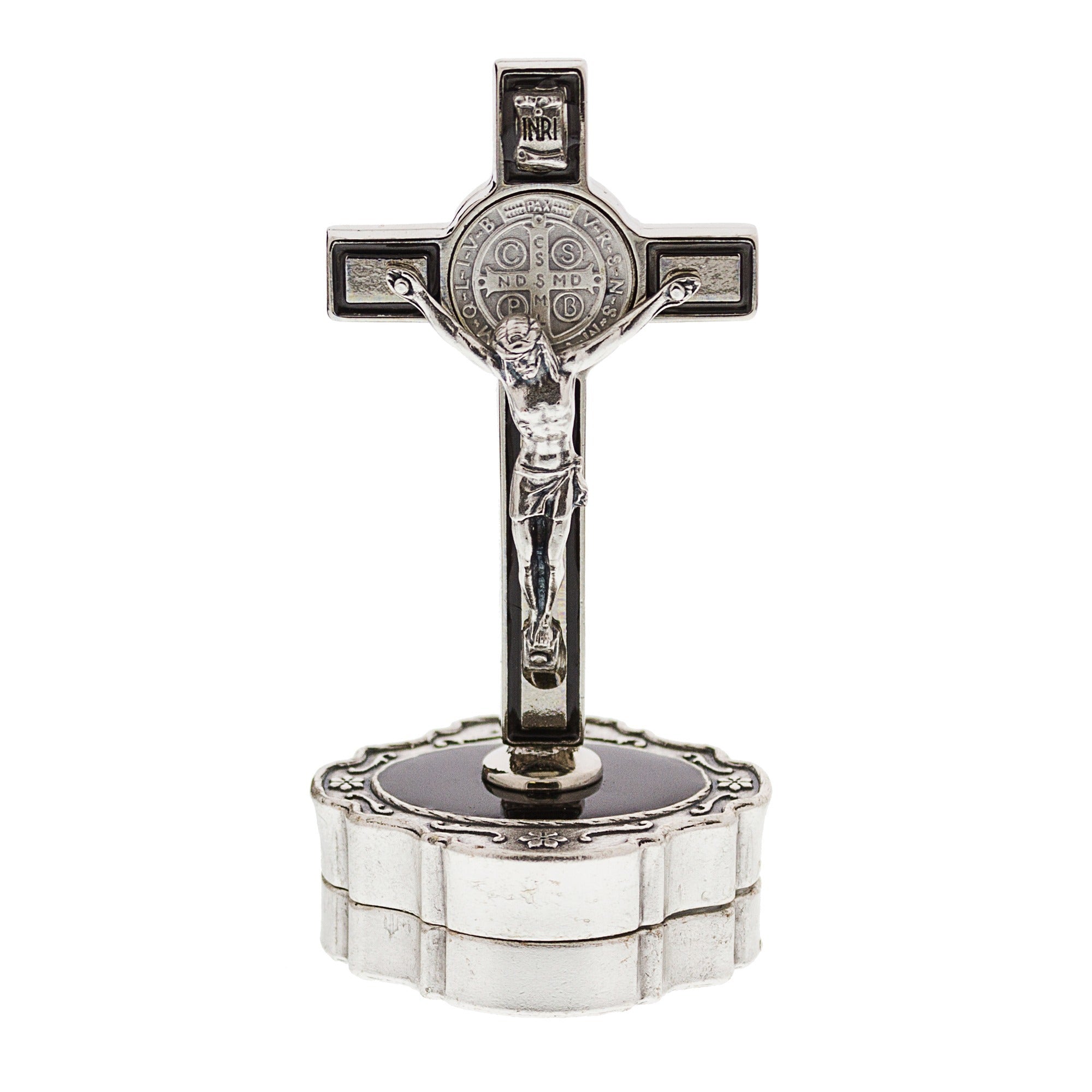 St. Benedict Cross Box with Hematite Rosary