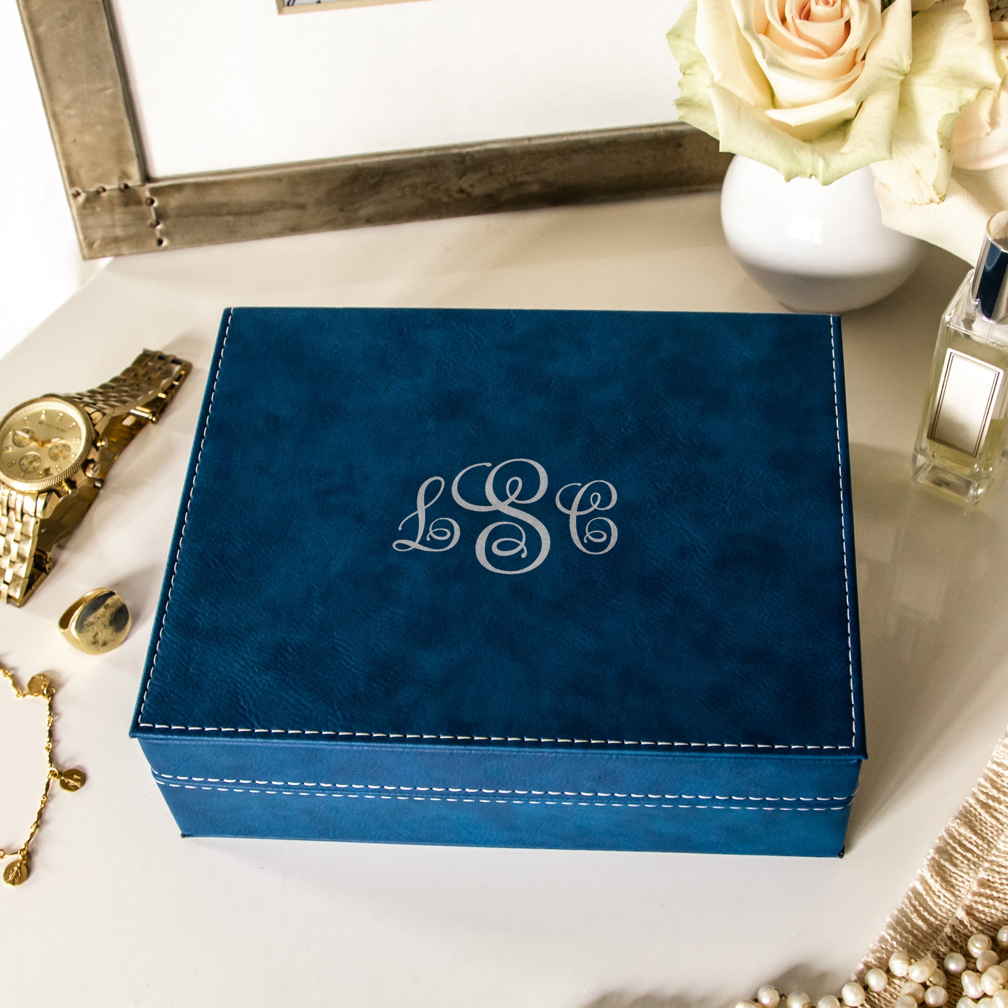 Personalized Blue Keepsake Box