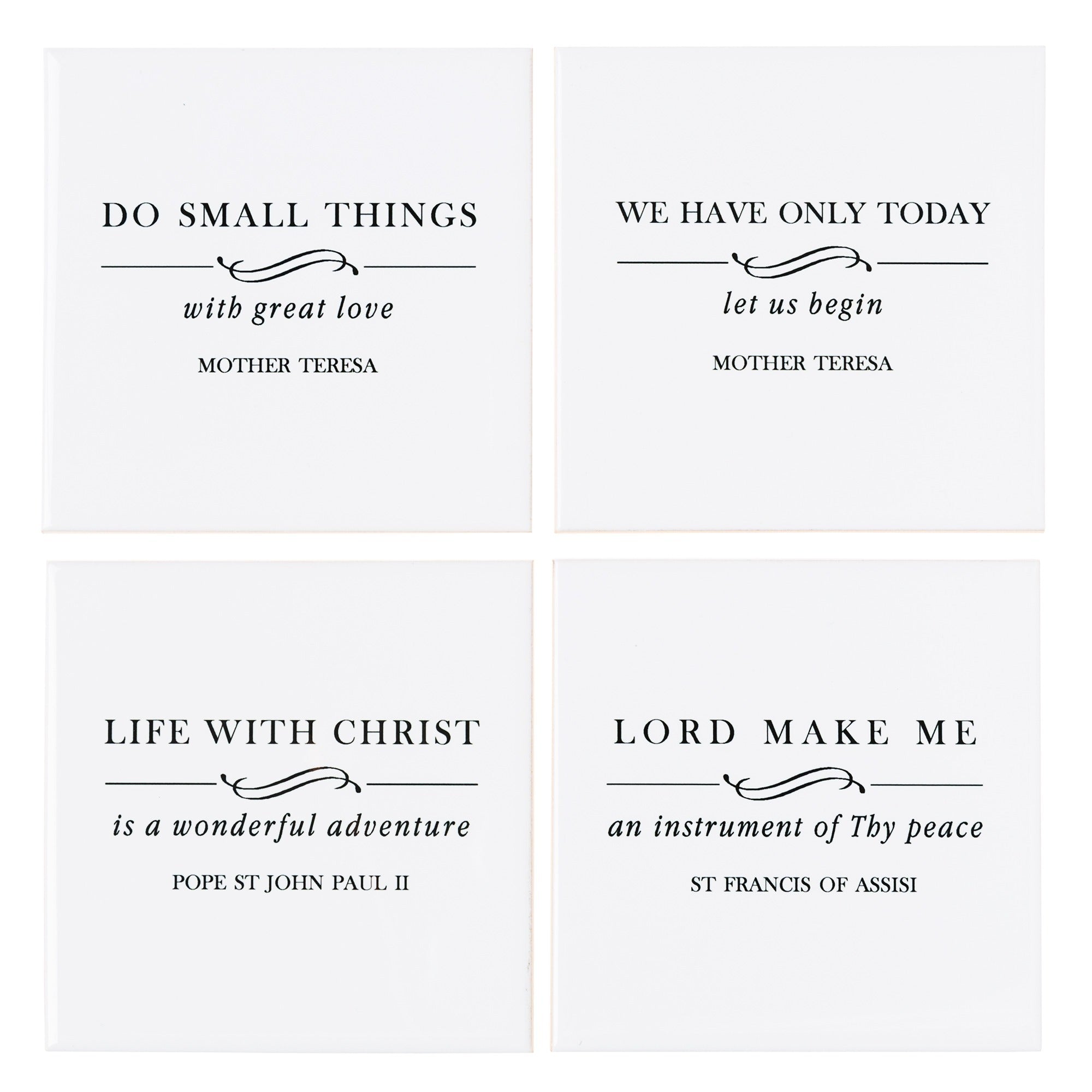 Black & White Saint Quote Coasters - Set of 4