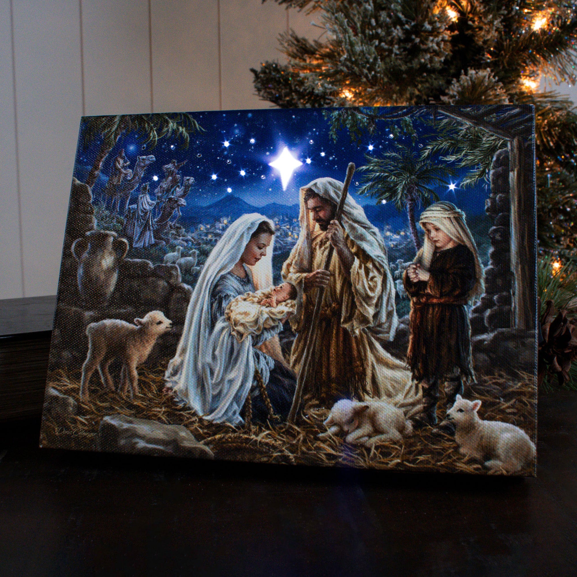 Let Us Adore Him Lighted Tabletop Canvas