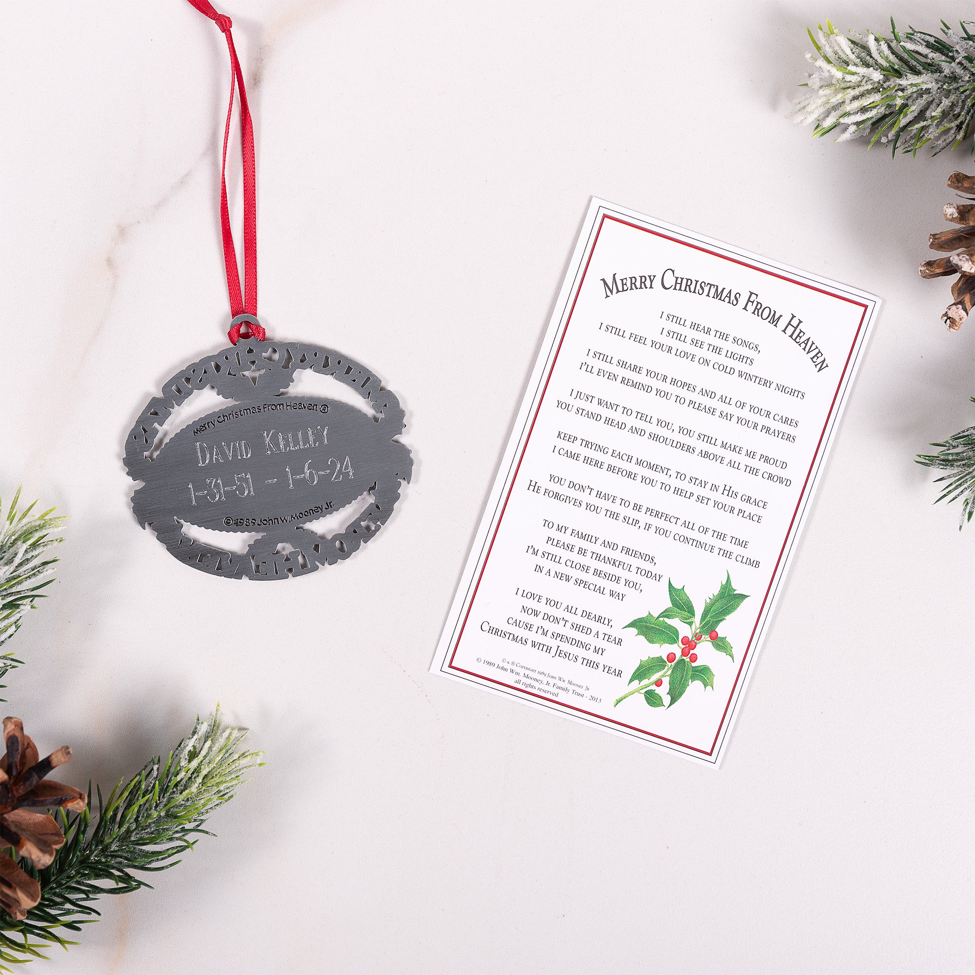 Merry Christmas From Heaven Ornament and Bookmark