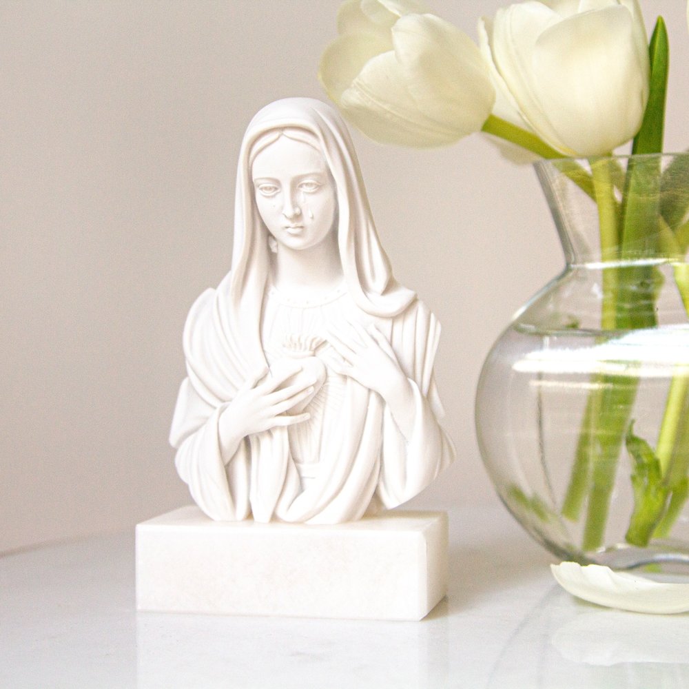 Immaculate Heart Italian Alabaster Bust - 5.5"