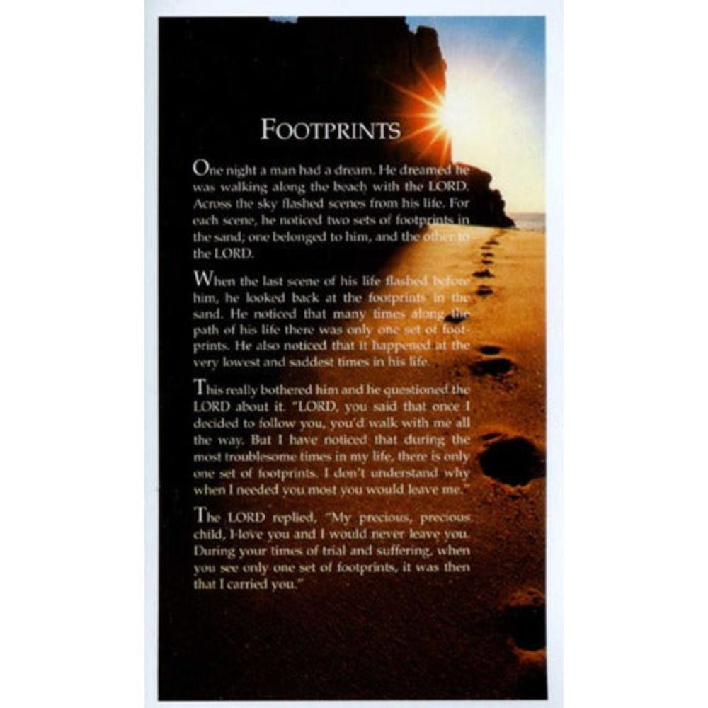 Footprints Personalized Prayer Card, Priced per Card