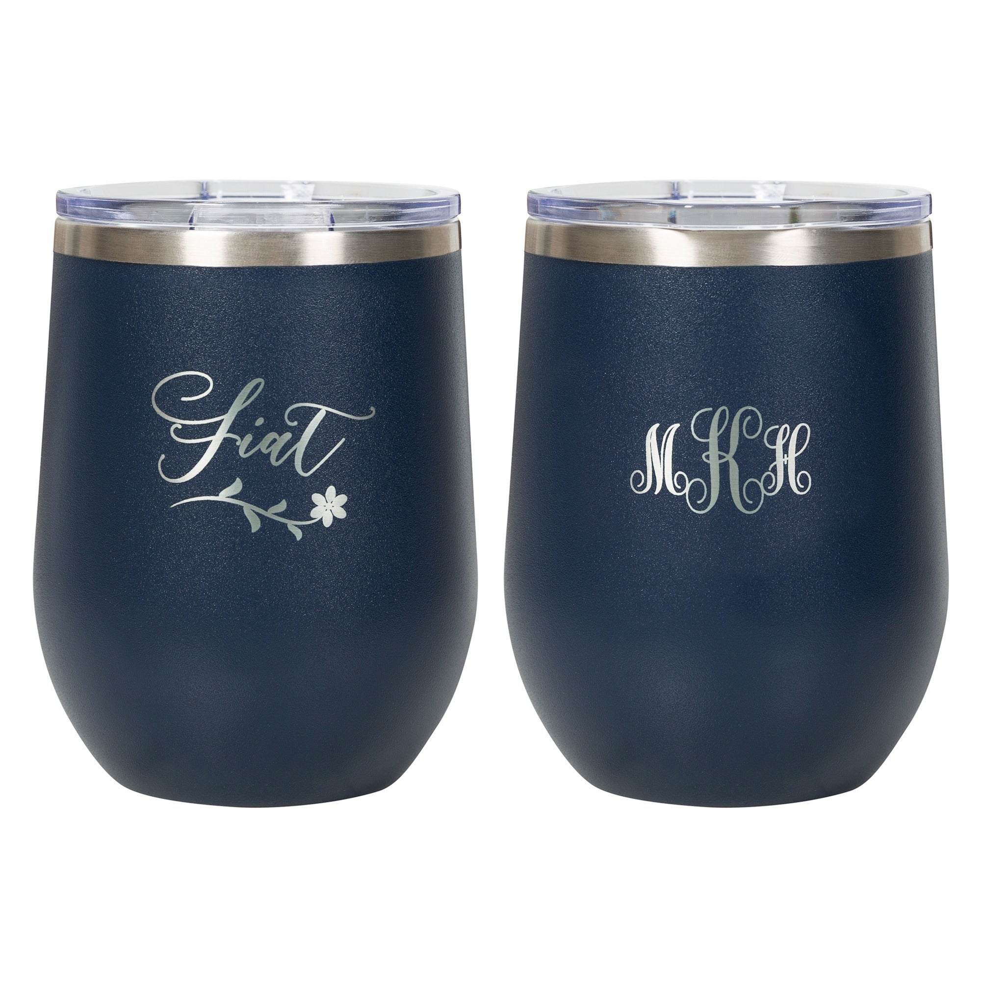 Personalized Fiat Dark Blue Wine Tumbler