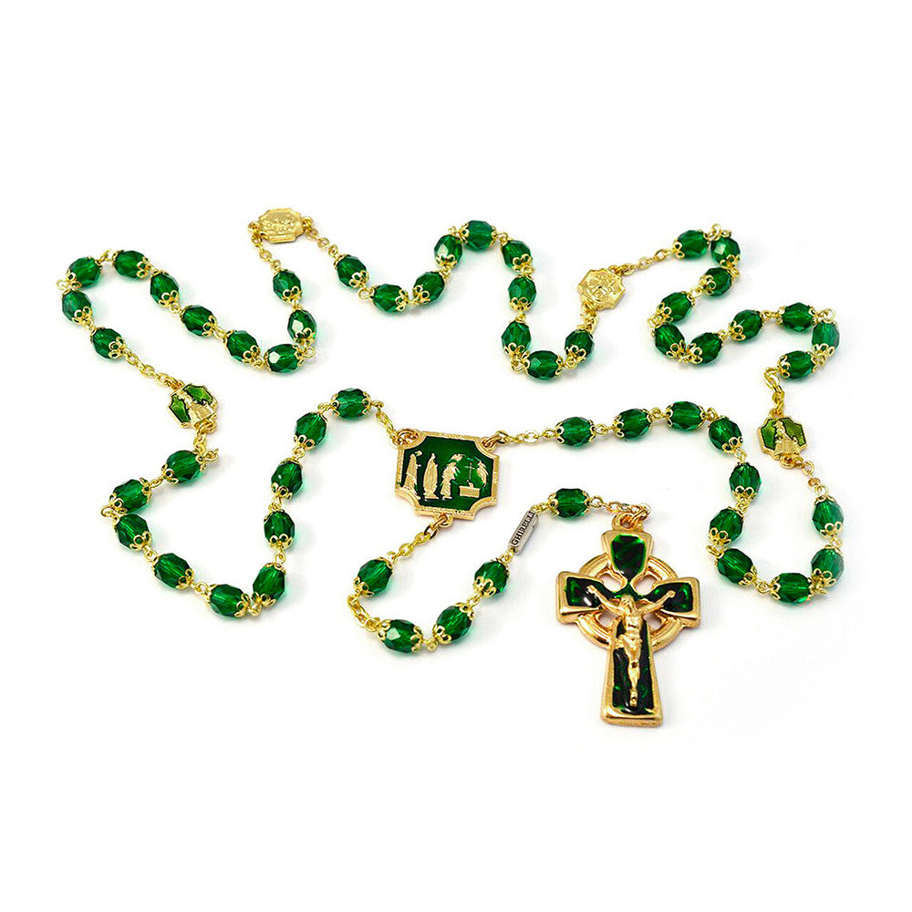 Our Lady of Knock Emerald & Gold Rosary