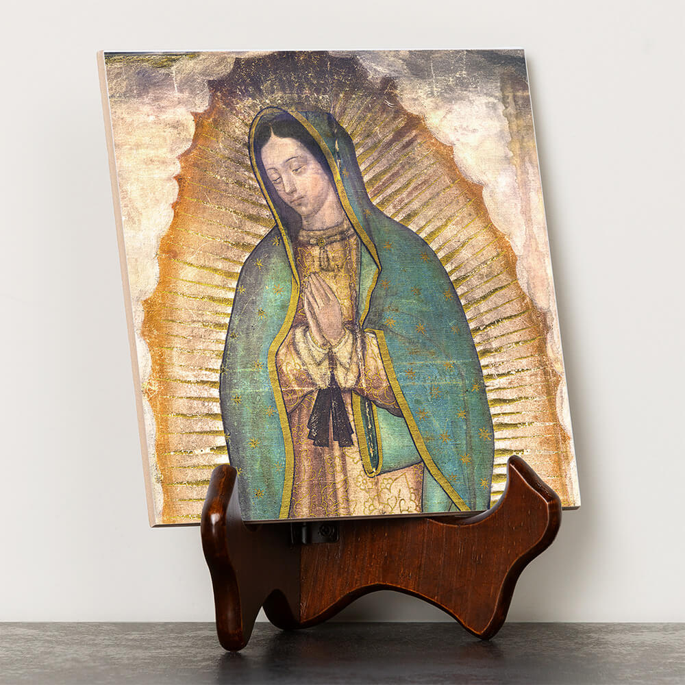 Our Lady of Guadalupe's Tilma Tumbled Stone Tile - 6" x 6"