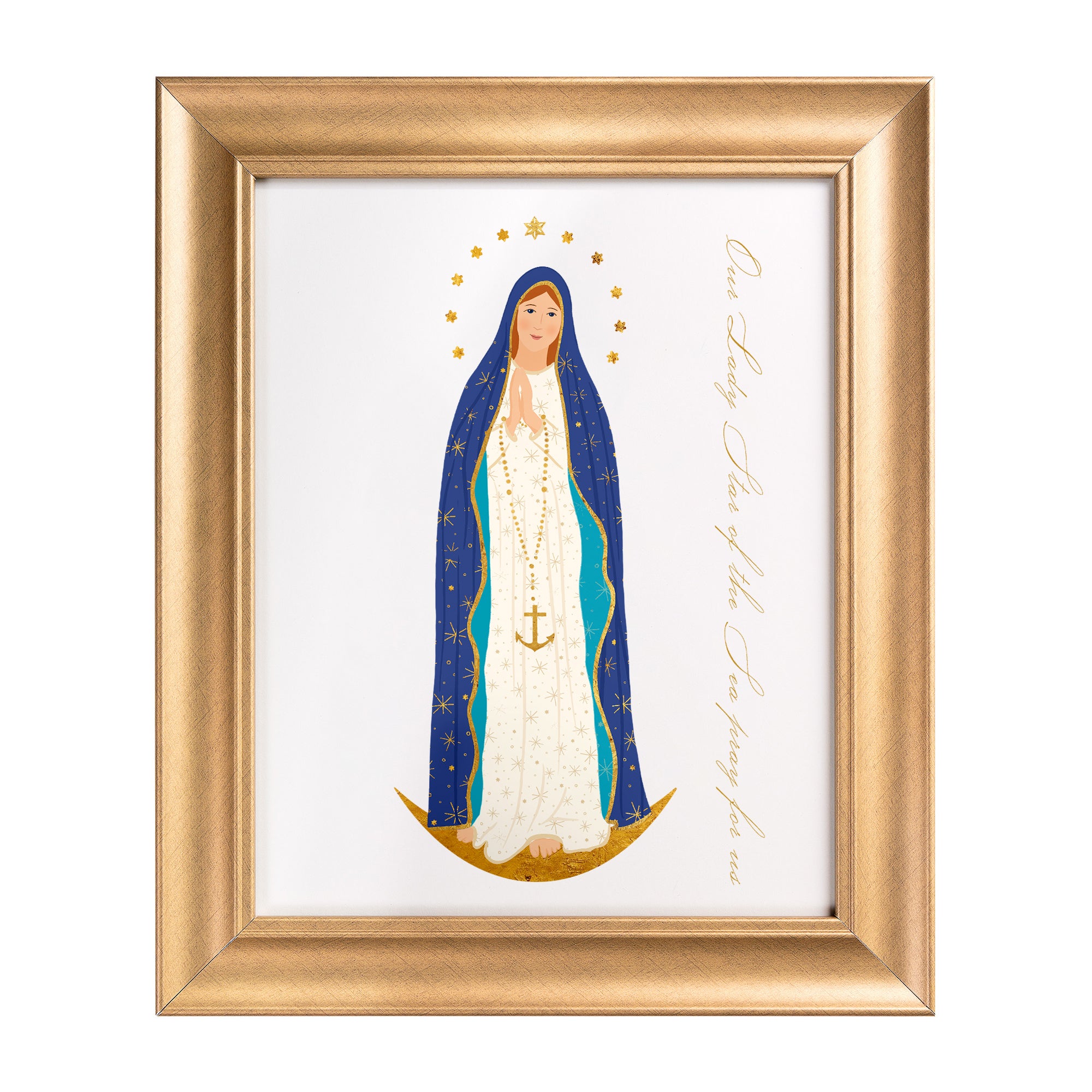 Our Lady Star of the Sea Toile Framed Art Print - 11" x 14"