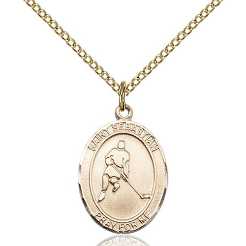 14kt Gold Filled St. Sebastian/Ice Hockey Pendant