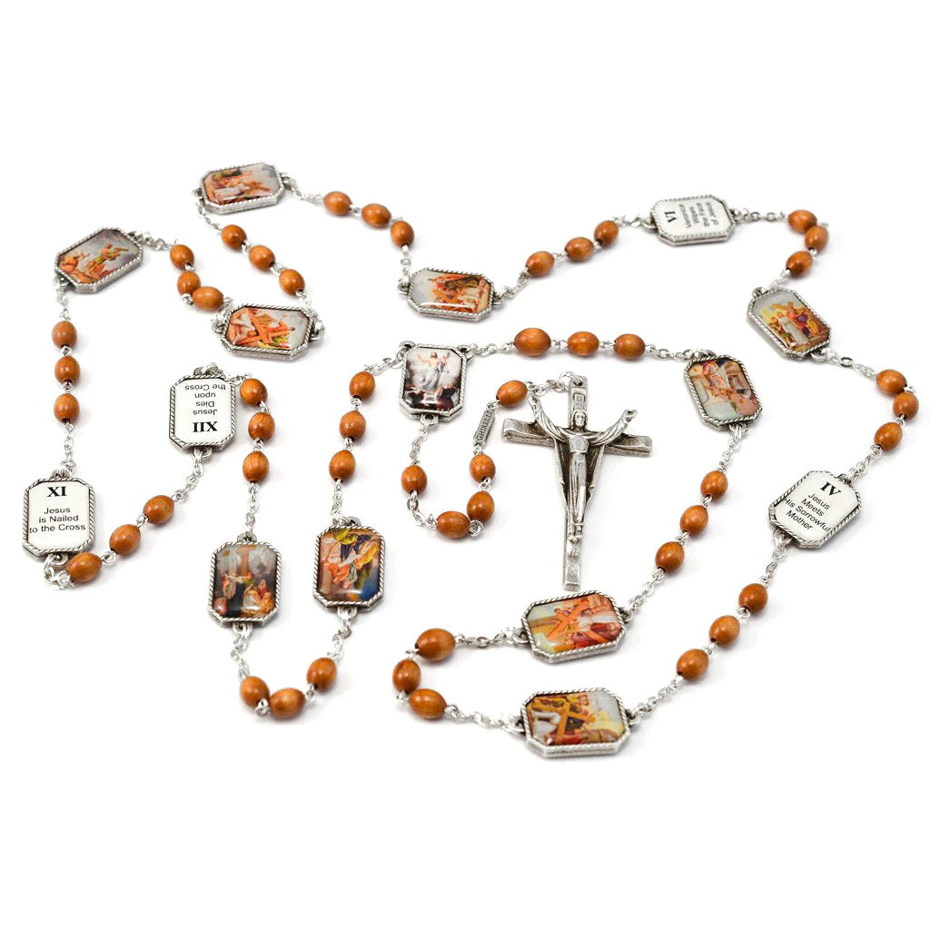 Stations of the Cross Silver Plated Rosary