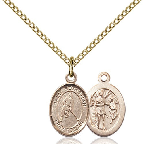 14kt Gold Filled St. Sebastian/Ice Hockey Petite Pendant