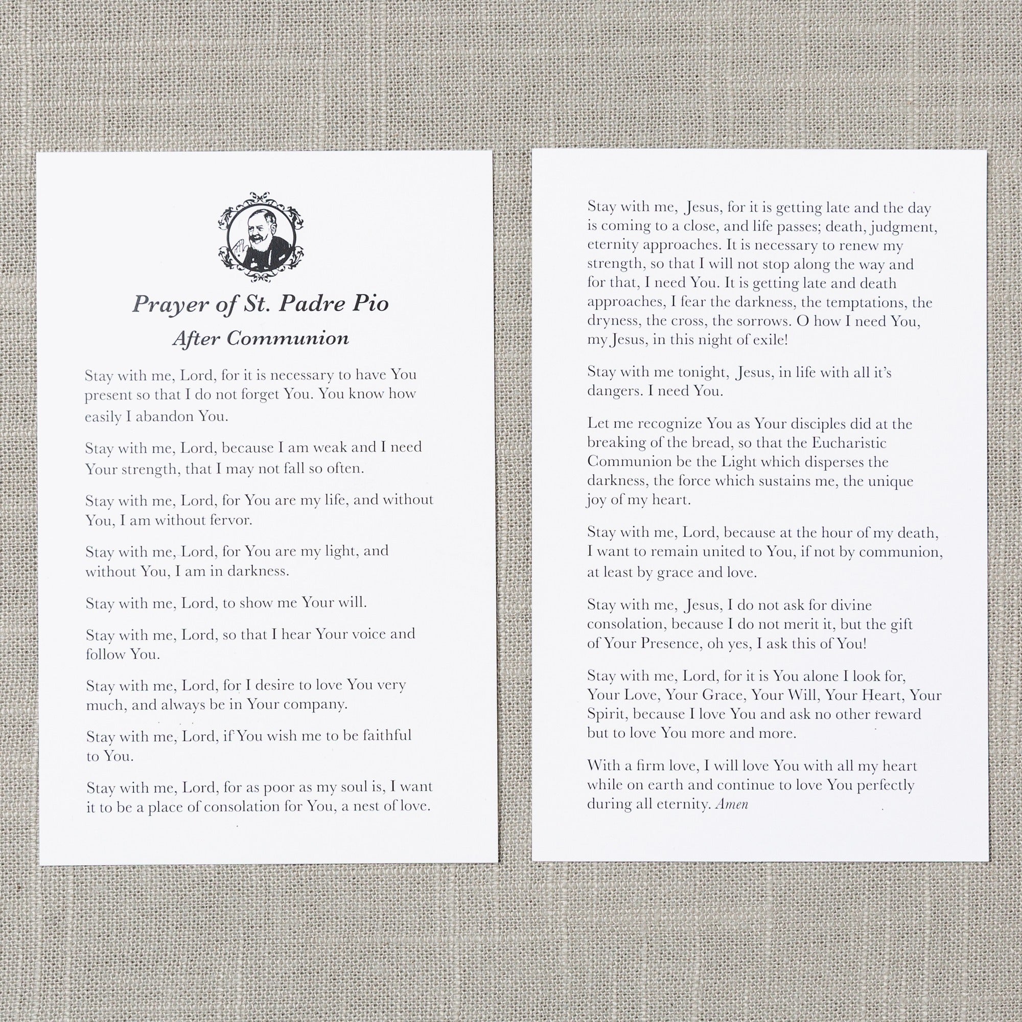 Padre Pio After Communion Prayer Card - Pack of 50