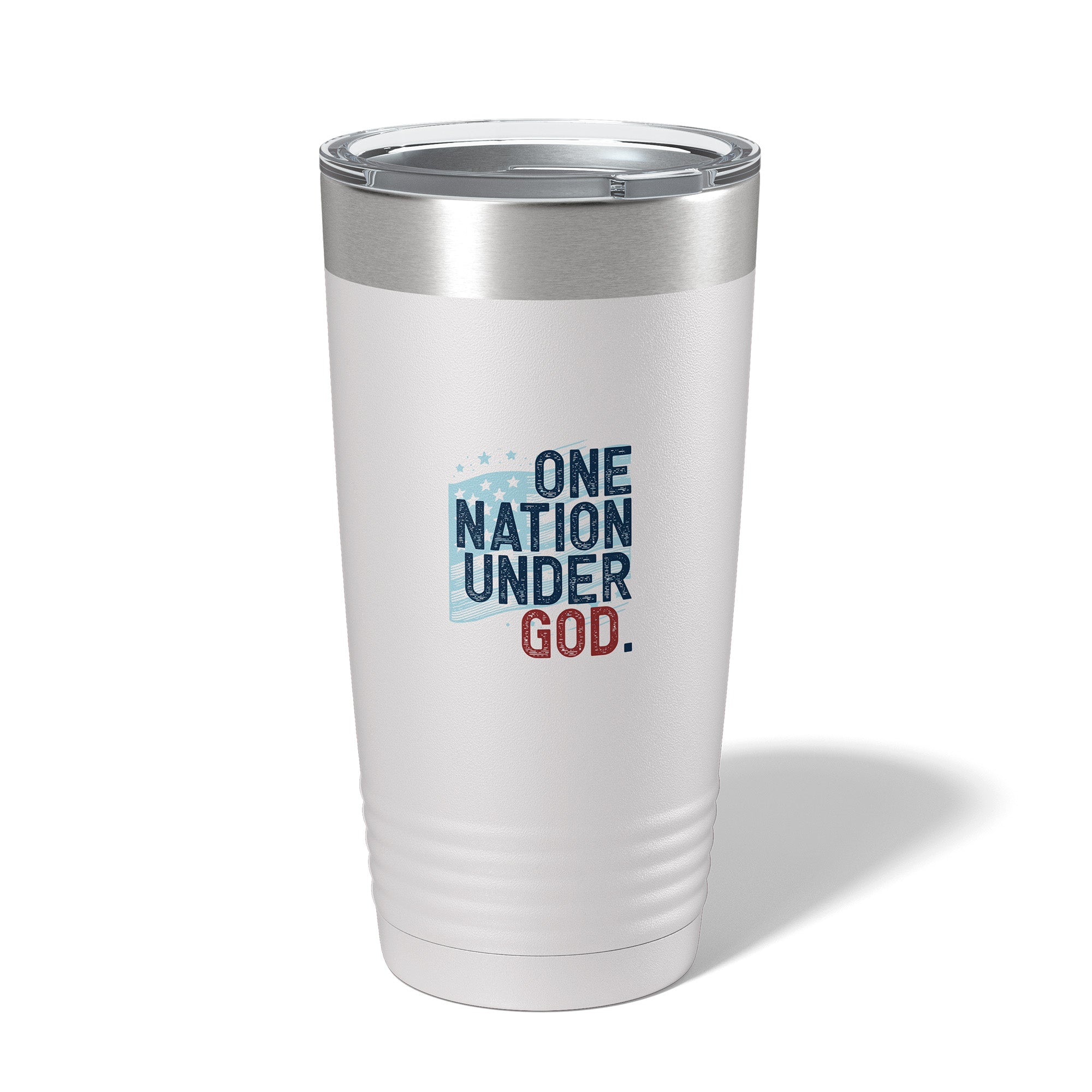 One Nation Under God White Stainless Steel Tumbler