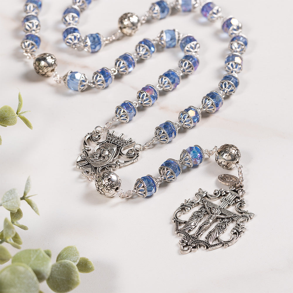 Queen of Heaven Blue Filigree Rosary