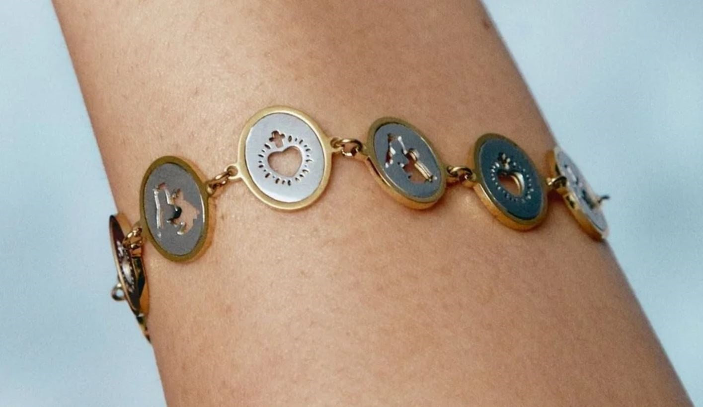 Cutout Gold & Silver Scapular Bracelet
