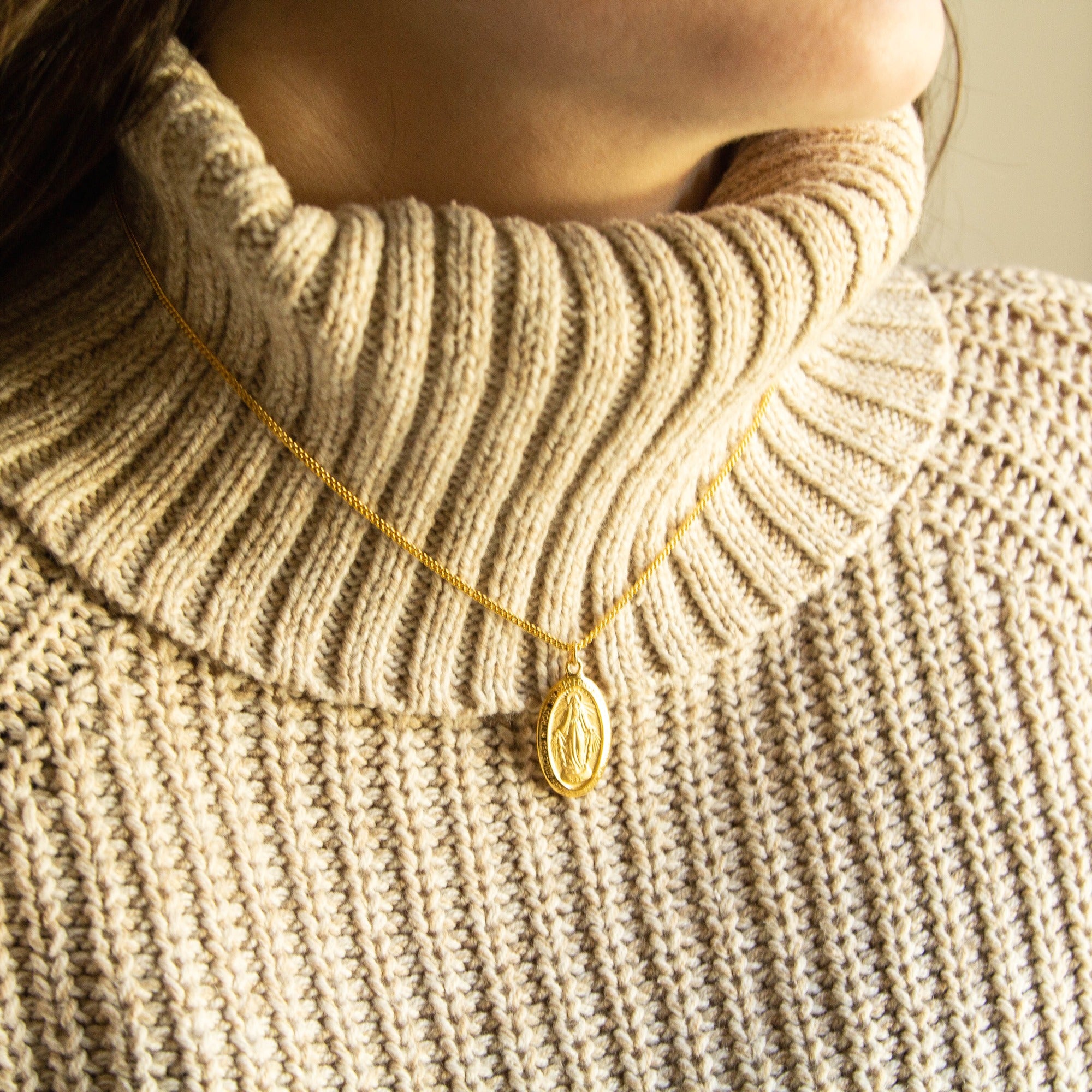 Gold/Sterling Silver Miraculous Medal on 18 inch chain