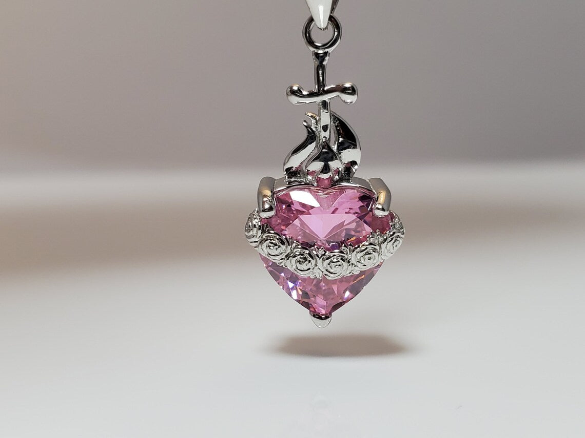 Sterling Silver Immaculate Heart Jeweled Necklace