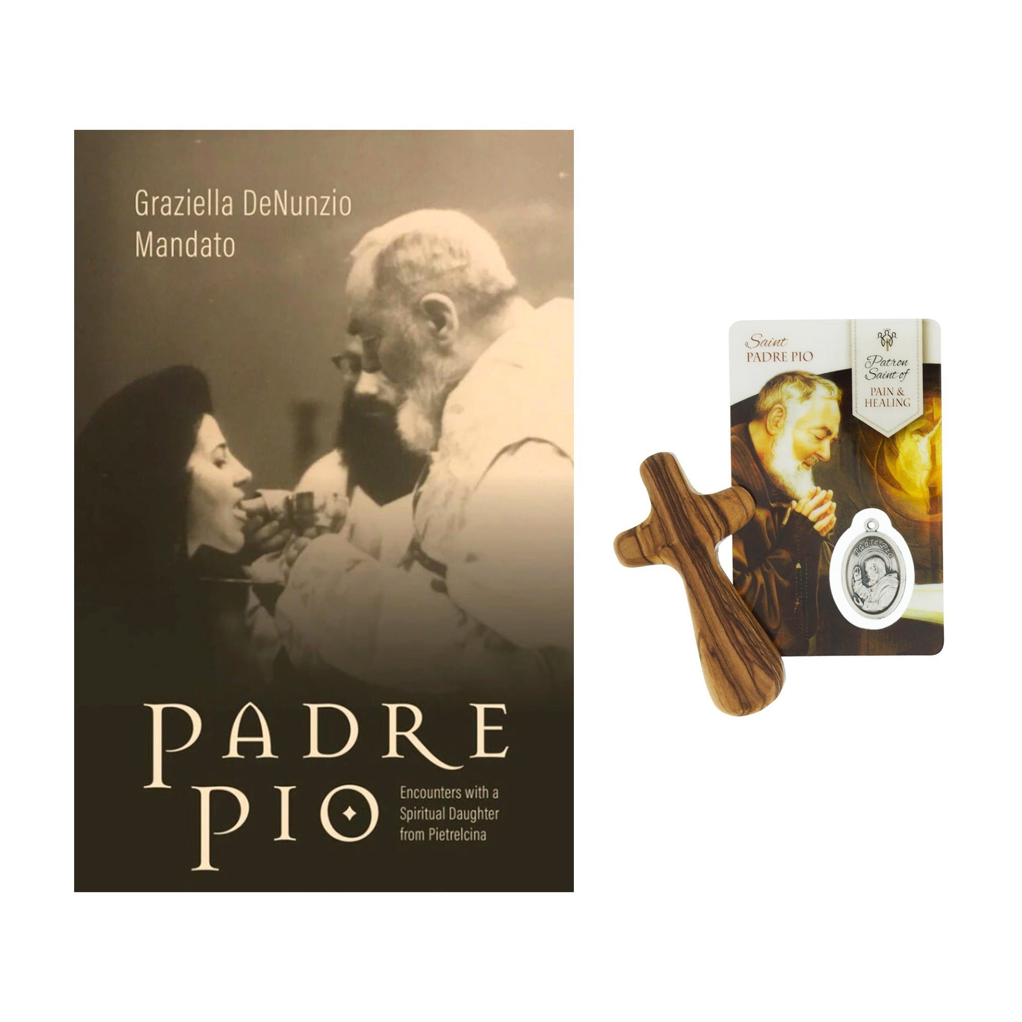 Padre Pio: Encounters With a Spiritual Daughter From Pietrelcina, Comforting Palm Cross, and Padre Pio Healing Card (Gift Set)